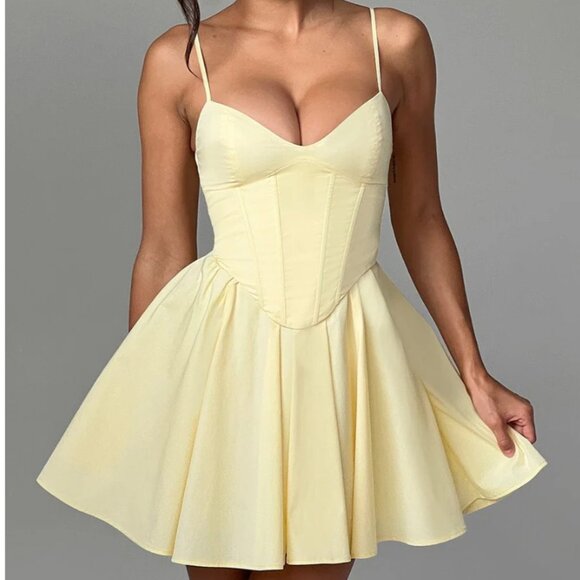 NWOT Corset Yellow Dress - Picture 1 of 3